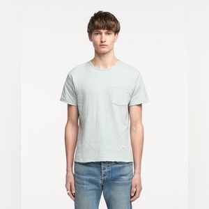 ❌SOLD❌ Rag & Bone Double Knit T-Shirt Tee Dusty Blue Cotton $125 - Men’s Medium